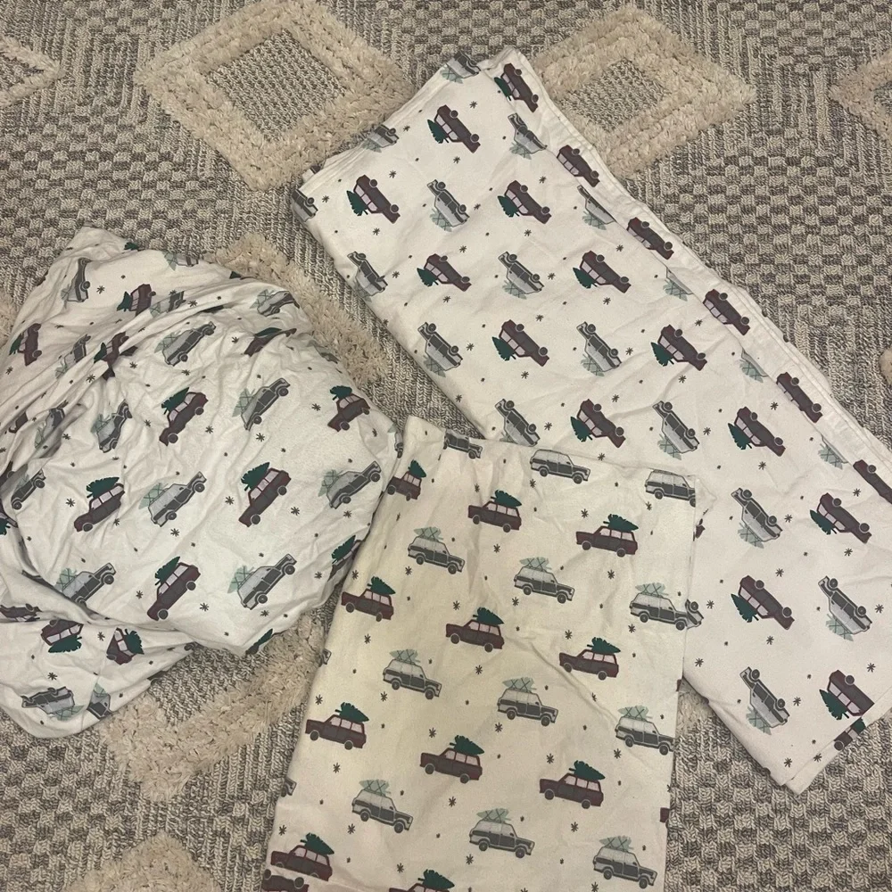 Target Christmas Flannel Car Truck Tree Twin Bedding Sheet Set